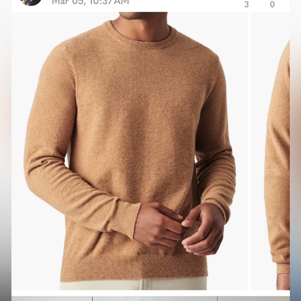 MWT Men’s Faherty Jackson Crew Sweater, wheat, medium